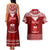 Personalised Toa Samoa Christmas Couples Matching Tank Maxi Dress and Hawaiian Shirt Samoa Siva Tau Manuia Le Kerisimasi Red Vibe LT9 - Wonder Print Shop