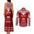 Personalised Toa Samoa Christmas Couples Matching Tank Maxi Dress and Long Sleeve Button Shirt Samoa Siva Tau Manuia Le Kerisimasi Red Vibe LT9 - Wonder Print Shop