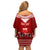 Personalised Toa Samoa Christmas Family Matching Off Shoulder Short Dress and Hawaiian Shirt Samoa Siva Tau Manuia Le Kerisimasi Red Vibe LT9 - Wonder Print Shop