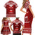 Personalised Toa Samoa Christmas Family Matching Short Sleeve Bodycon Dress and Hawaiian Shirt Samoa Siva Tau Manuia Le Kerisimasi Red Vibe - Wonder Print Shop