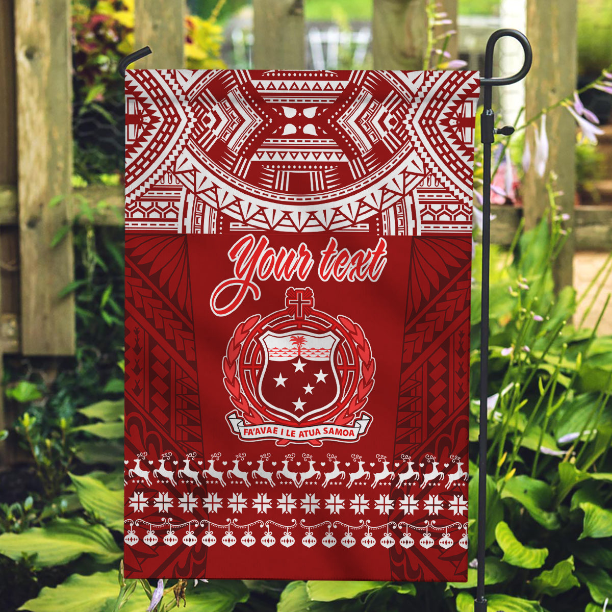 Personalised Toa Samoa Christmas Garden Flag Samoa Siva Tau Manuia Le Kerisimasi Red Vibe - Wonder Print Shop
