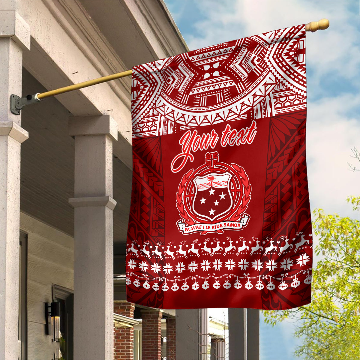 Personalised Toa Samoa Christmas Garden Flag Samoa Siva Tau Manuia Le Kerisimasi Red Vibe - Wonder Print Shop