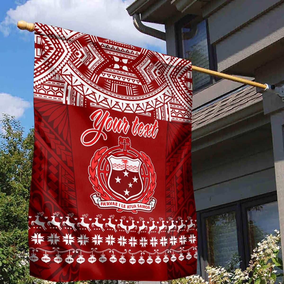 Personalised Toa Samoa Christmas Garden Flag Samoa Siva Tau Manuia Le Kerisimasi Red Vibe - Wonder Print Shop