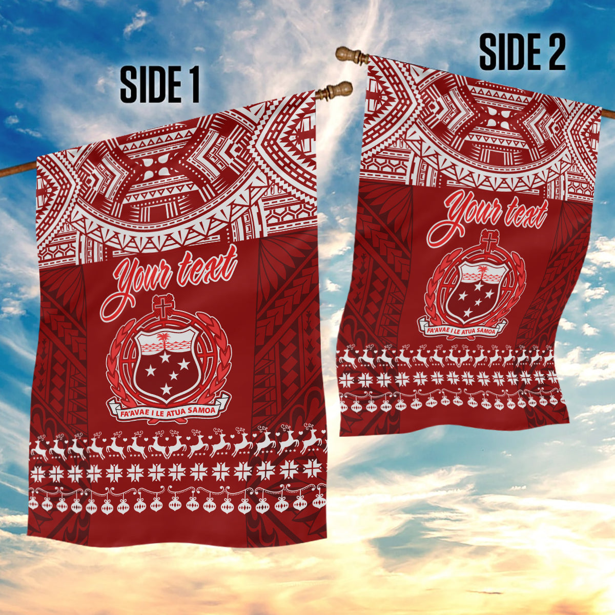 Personalised Toa Samoa Christmas Garden Flag Samoa Siva Tau Manuia Le Kerisimasi Red Vibe - Wonder Print Shop