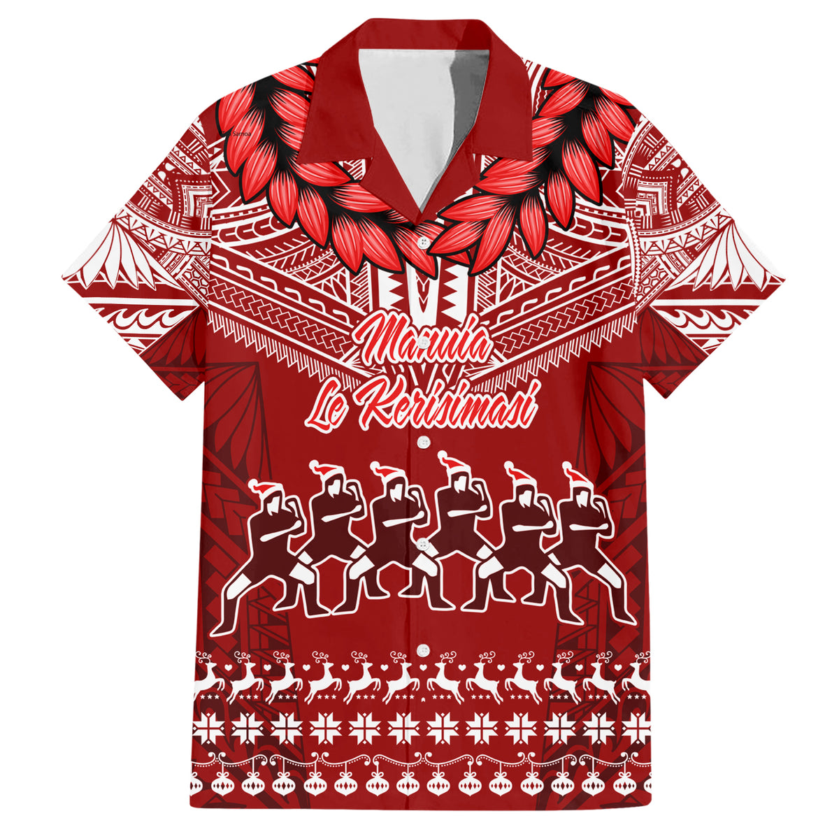 Personalised Toa Samoa Christmas Hawaiian Shirt Samoa Siva Tau Manuia Le Kerisimasi Red Vibe - Wonder Print Shop