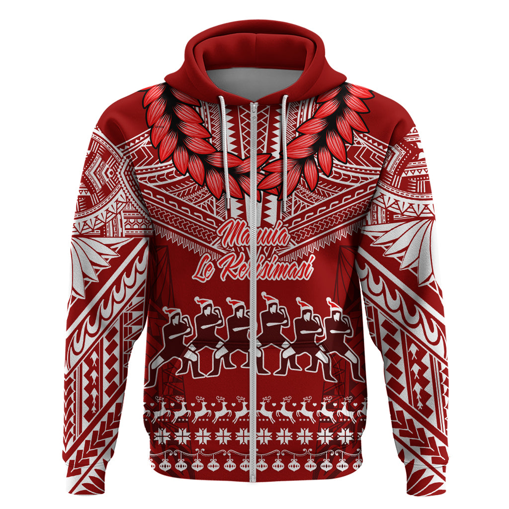 Personalised Toa Samoa Christmas Hoodie Samoa Siva Tau Manuia Le Kerisimasi Red Vibe - Wonder Print Shop