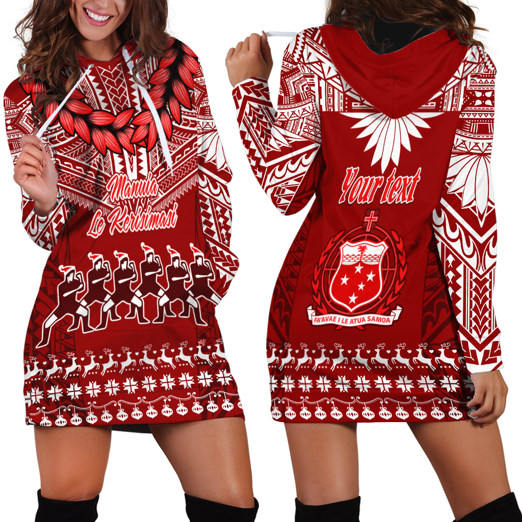 Personalised Toa Samoa Christmas Hoodie Dress Samoa Siva Tau Manuia Le Kerisimasi Red Vibe - Wonder Print Shop