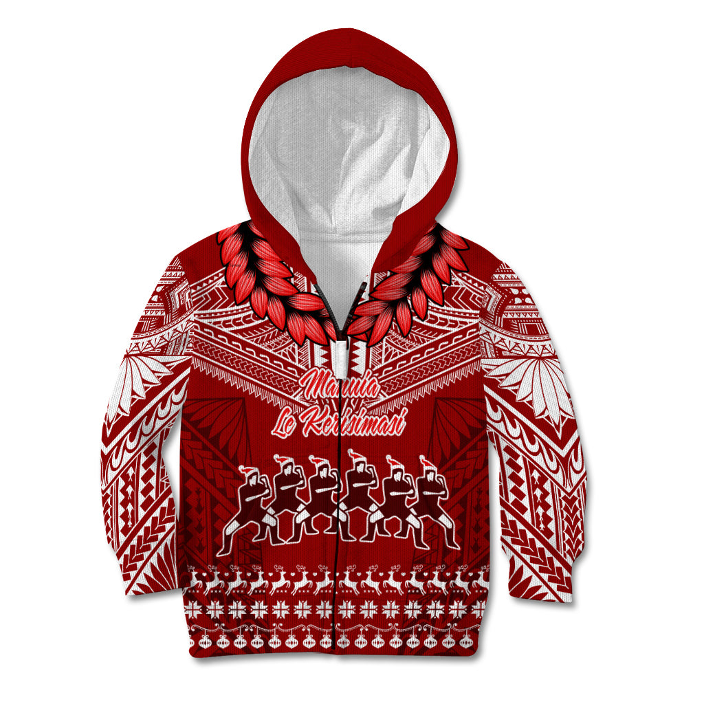 Personalised Toa Samoa Christmas Kid Hoodie Samoa Siva Tau Manuia Le Kerisimasi Red Vibe - Wonder Print Shop