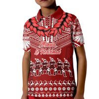 Personalised Toa Samoa Christmas Kid Polo Shirt Samoa Siva Tau Manuia Le Kerisimasi Red Vibe - Wonder Print Shop