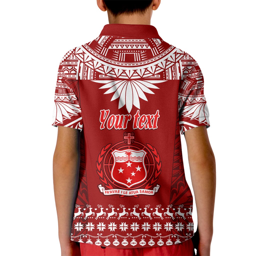 Personalised Toa Samoa Christmas Kid Polo Shirt Samoa Siva Tau Manuia Le Kerisimasi Red Vibe - Wonder Print Shop