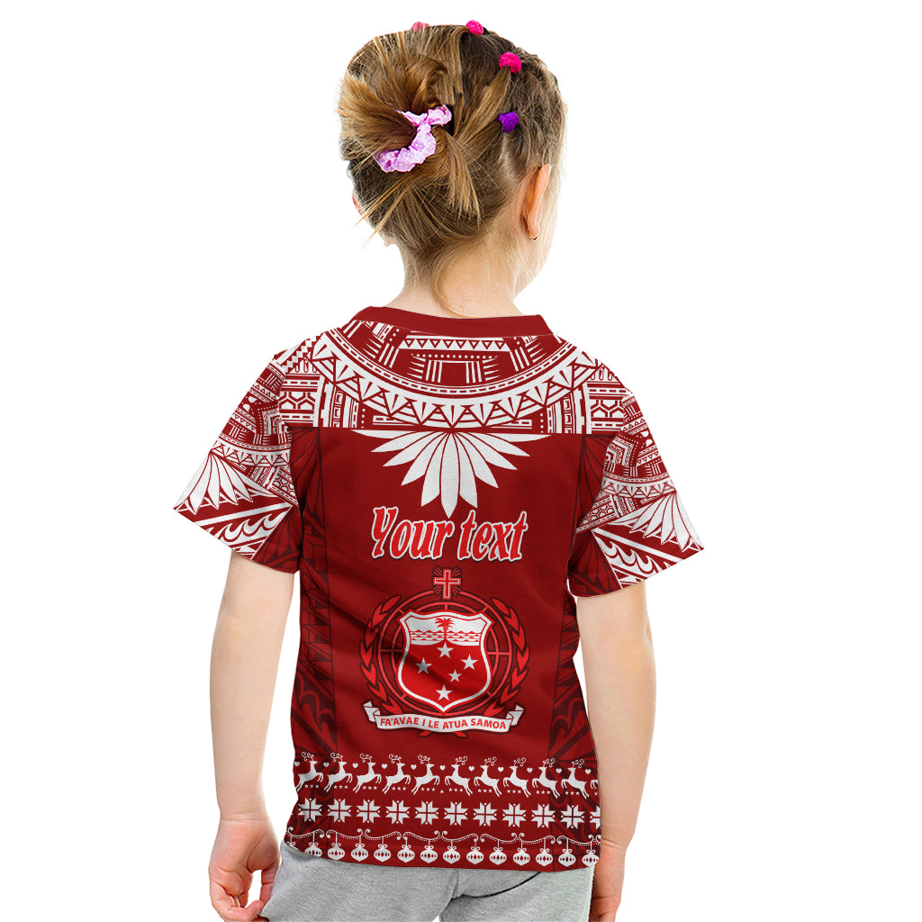 Personalised Toa Samoa Christmas Kid T Shirt Samoa Siva Tau Manuia Le Kerisimasi Red Vibe - Wonder Print Shop