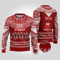 Personalised Toa Samoa Christmas Ugly Christmas Sweater Samoa Siva Tau Manuia Le Kerisimasi Red Vibe - Wonder Print Shop