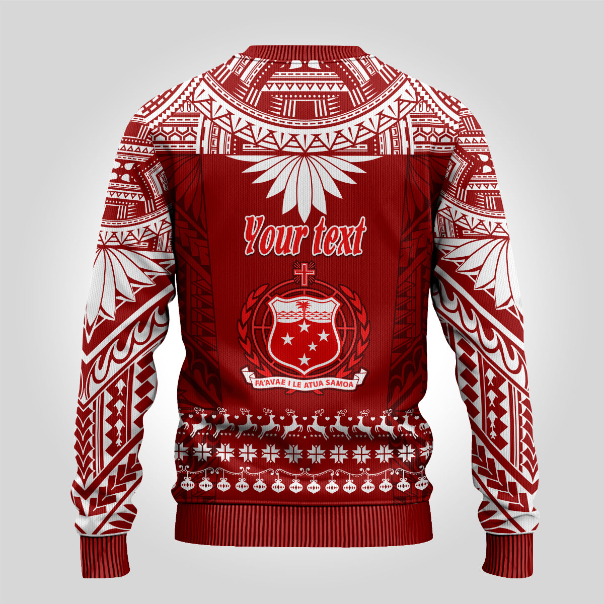 Personalised Toa Samoa Christmas Ugly Christmas Sweater Samoa Siva Tau Manuia Le Kerisimasi Red Vibe - Wonder Print Shop