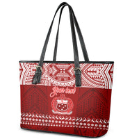 Personalised Toa Samoa Christmas Leather Tote Bag Samoa Siva Tau Manuia Le Kerisimasi Red Vibe - Wonder Print Shop