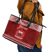 Personalised Toa Samoa Christmas Leather Tote Bag Samoa Siva Tau Manuia Le Kerisimasi Red Vibe - Wonder Print Shop
