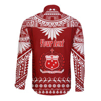 Personalised Toa Samoa Christmas Long Sleeve Button Shirt Samoa Siva Tau Manuia Le Kerisimasi Red Vibe - Wonder Print Shop