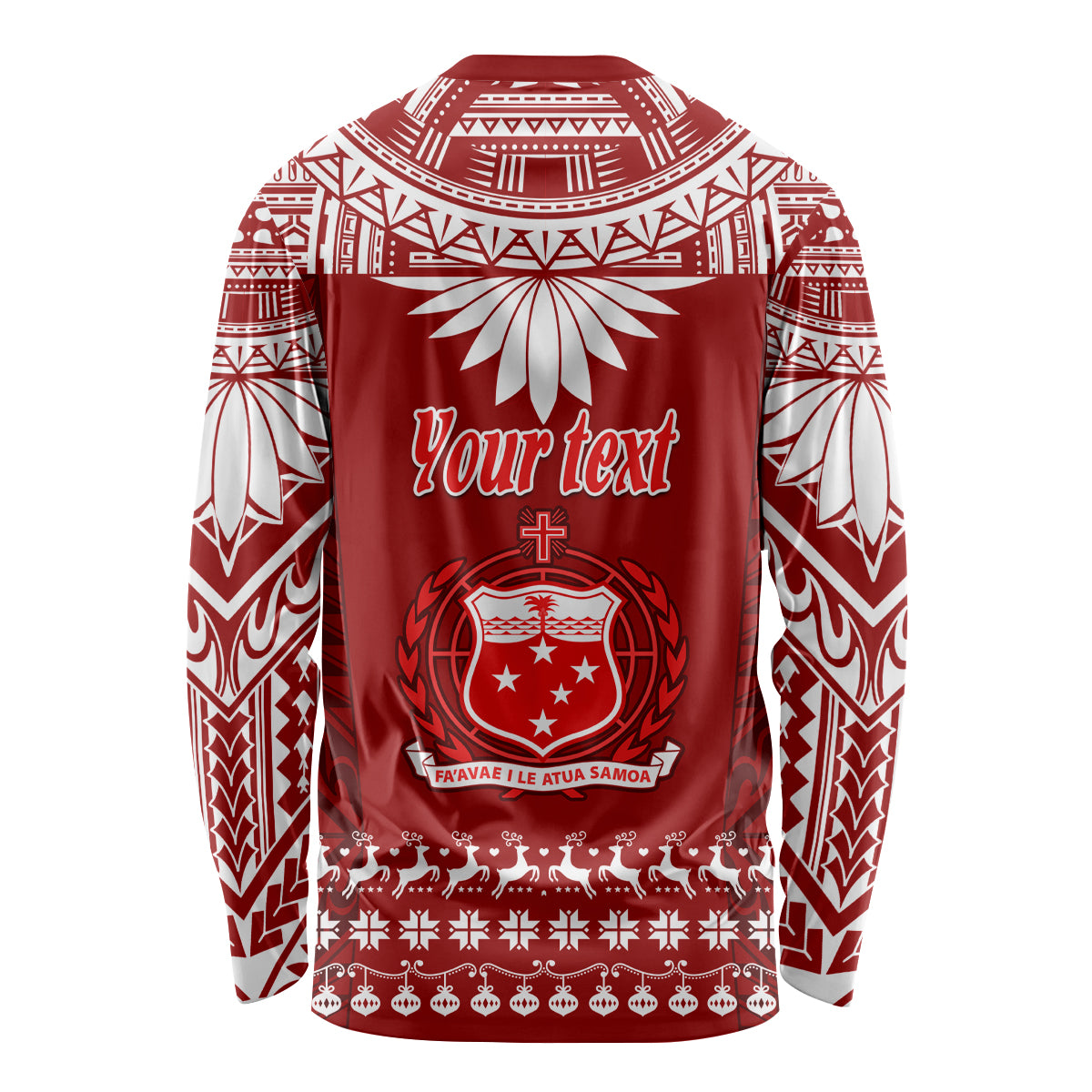 Personalised Toa Samoa Christmas Long Sleeve Shirt Samoa Siva Tau Manuia Le Kerisimasi Red Vibe - Wonder Print Shop