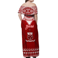 Personalised Toa Samoa Christmas Off Shoulder Maxi Dress Samoa Siva Tau Manuia Le Kerisimasi Red Vibe - Wonder Print Shop