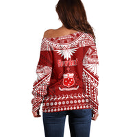 Personalised Toa Samoa Christmas Off Shoulder Sweater Samoa Siva Tau Manuia Le Kerisimasi Red Vibe - Wonder Print Shop