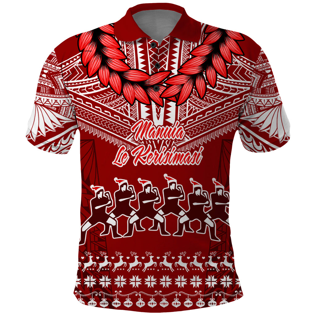 Personalised Toa Samoa Christmas Polo Shirt Samoa Siva Tau Manuia Le Kerisimasi Red Vibe - Wonder Print Shop