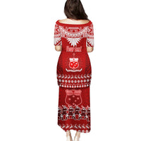 Personalised Toa Samoa Christmas Puletasi Samoa Siva Tau Manuia Le Kerisimasi Red Vibe - Wonder Print Shop