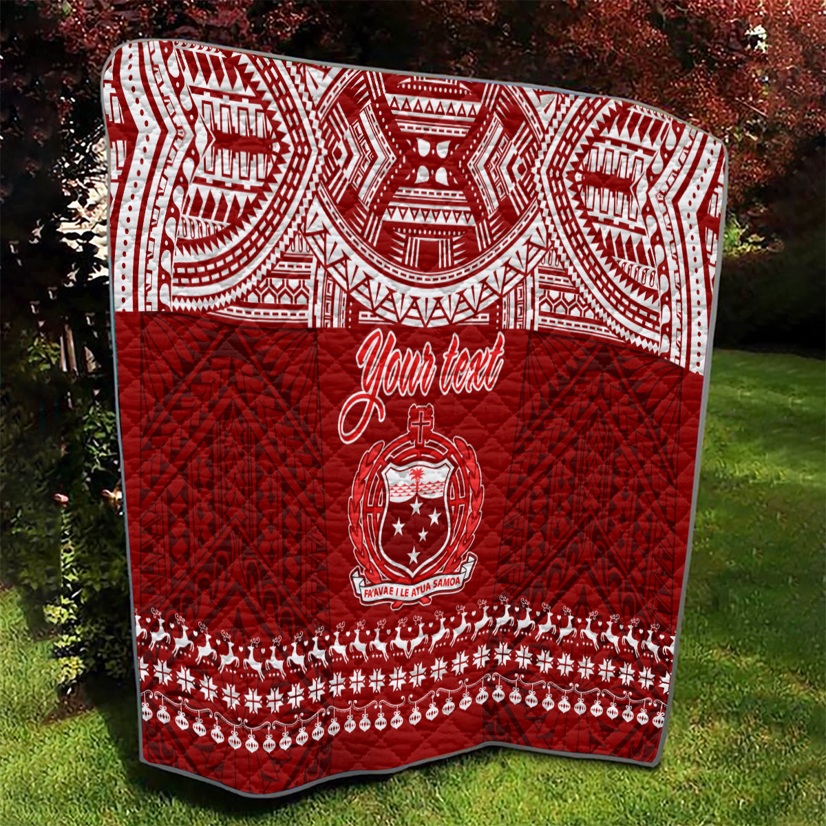 Personalised Toa Samoa Christmas Quilt Samoa Siva Tau Manuia Le Kerisimasi Red Vibe - Wonder Print Shop