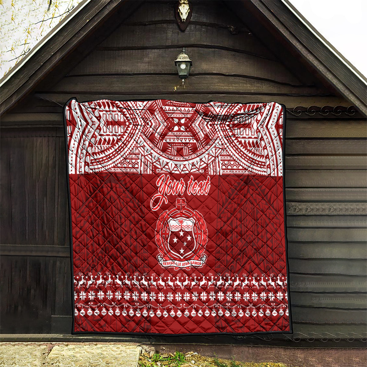 Personalised Toa Samoa Christmas Quilt Samoa Siva Tau Manuia Le Kerisimasi Red Vibe - Wonder Print Shop