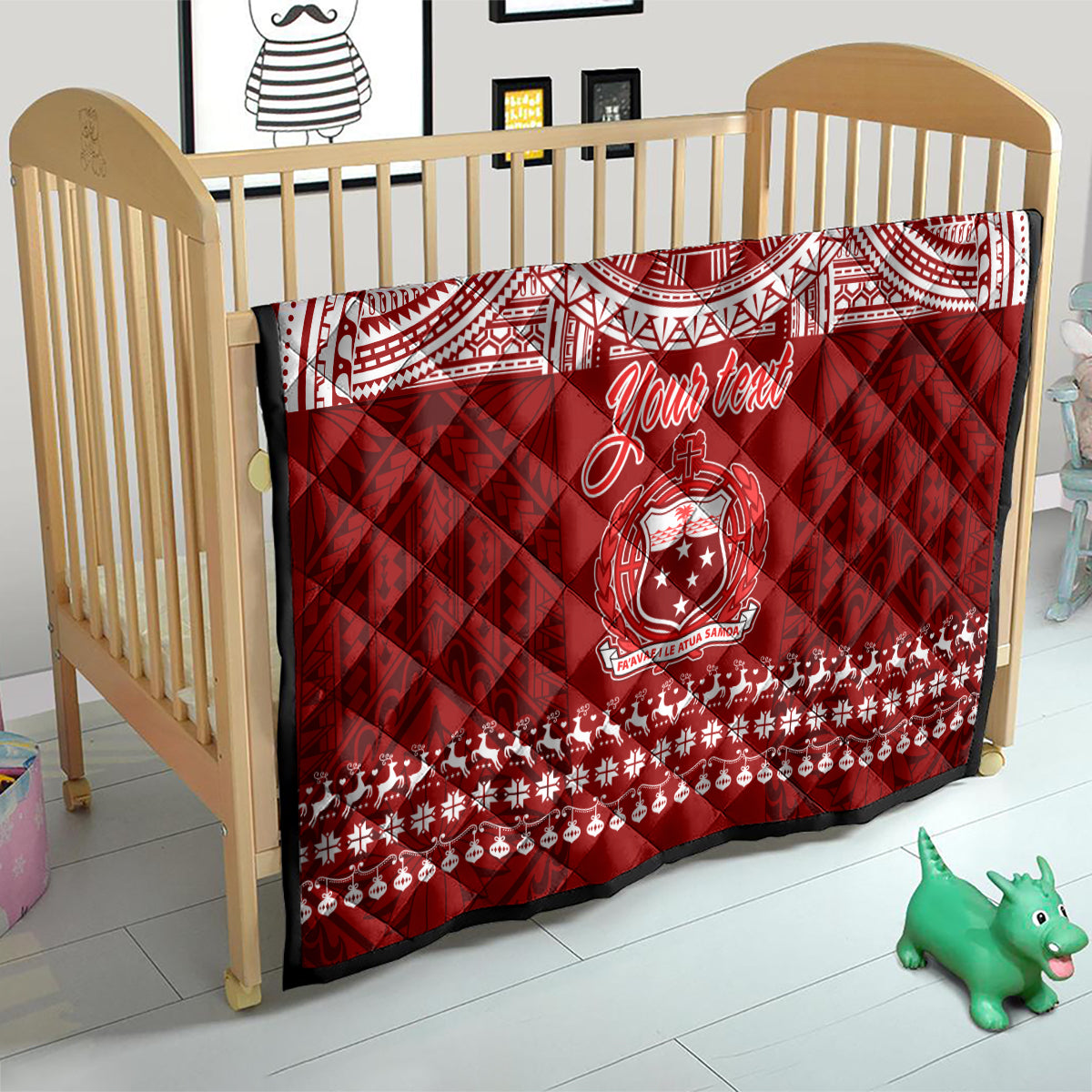 Personalised Toa Samoa Christmas Quilt Samoa Siva Tau Manuia Le Kerisimasi Red Vibe - Wonder Print Shop