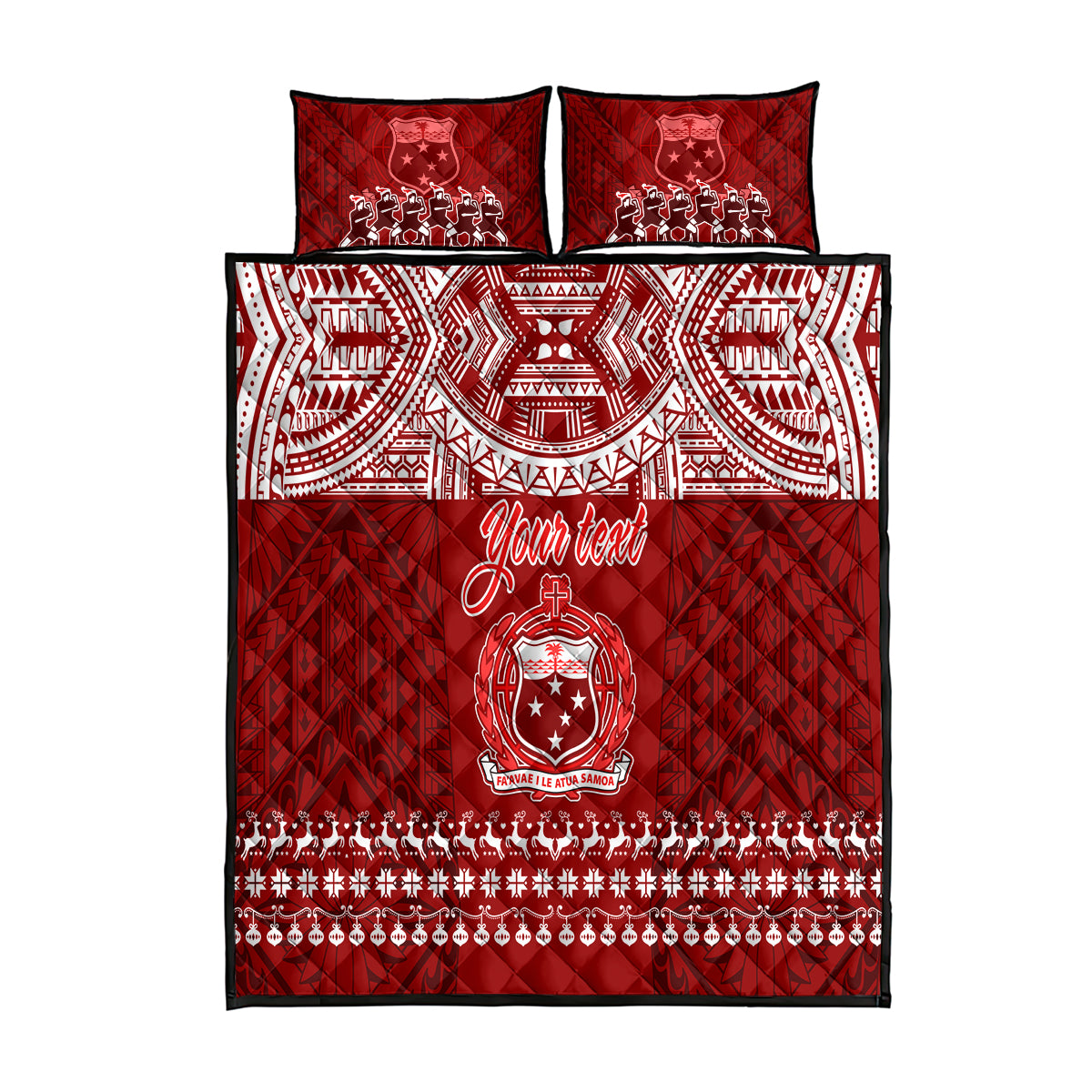 Personalised Toa Samoa Christmas Quilt Bed Set Samoa Siva Tau Manuia Le Kerisimasi Red Vibe - Wonder Print Shop