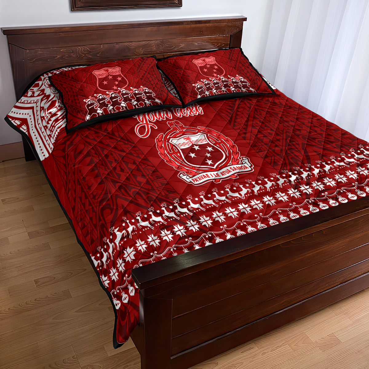 Personalised Toa Samoa Christmas Quilt Bed Set Samoa Siva Tau Manuia Le Kerisimasi Red Vibe - Wonder Print Shop