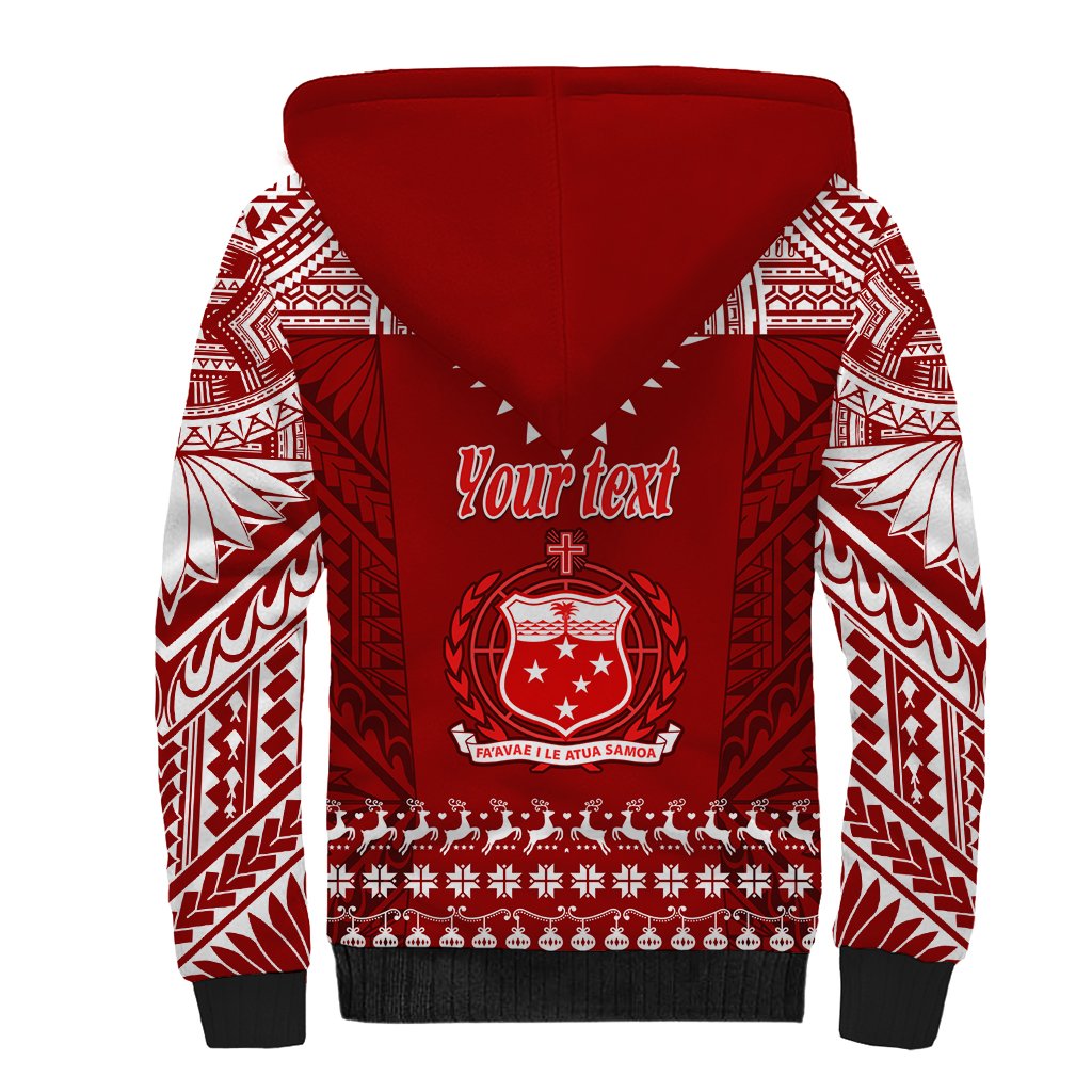 Personalised Toa Samoa Christmas Sherpa Hoodie Samoa Siva Tau Manuia Le Kerisimasi Red Vibe - Wonder Print Shop