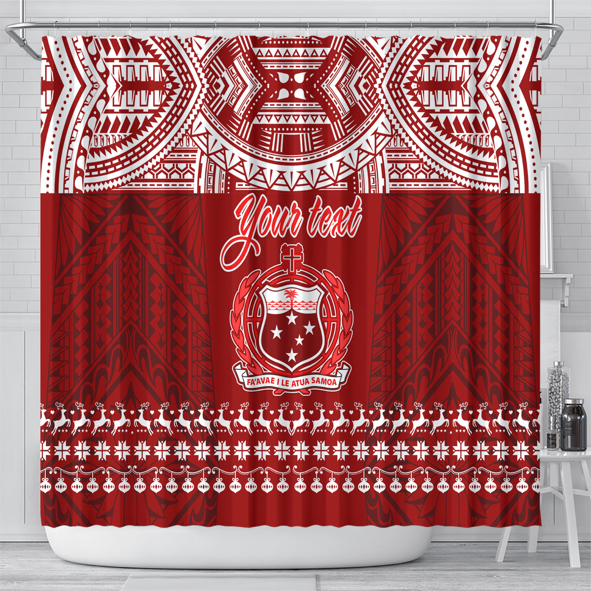personalised-toa-samoa-christmas-shower-curtain-samoa-siva-tau-manuia-le-kerisimasi-red-vibe
