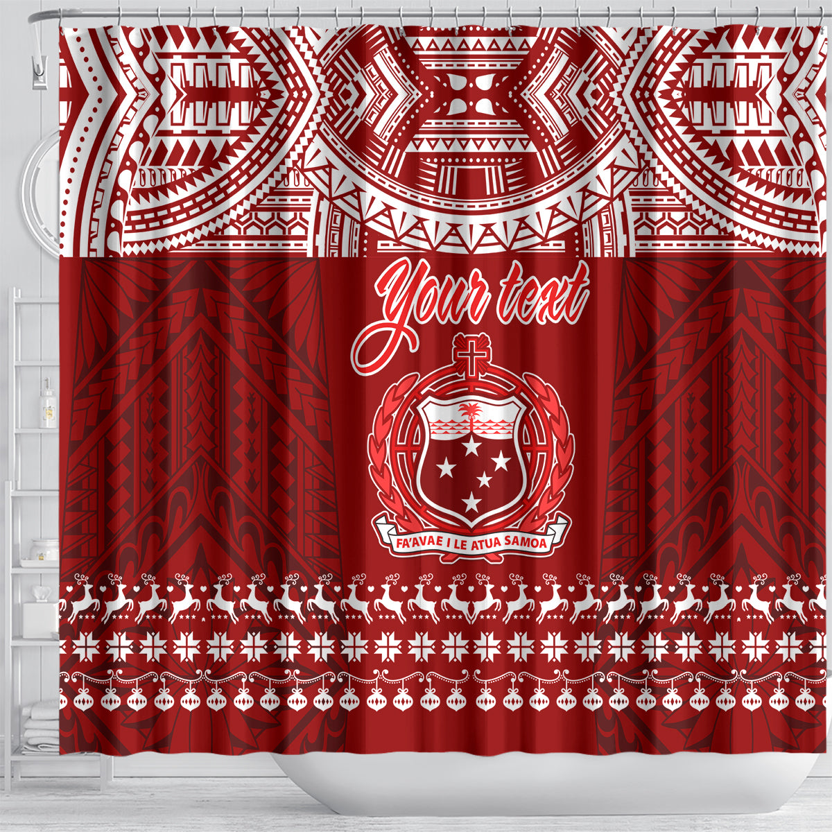 personalised-toa-samoa-christmas-shower-curtain-samoa-siva-tau-manuia-le-kerisimasi-red-vibe