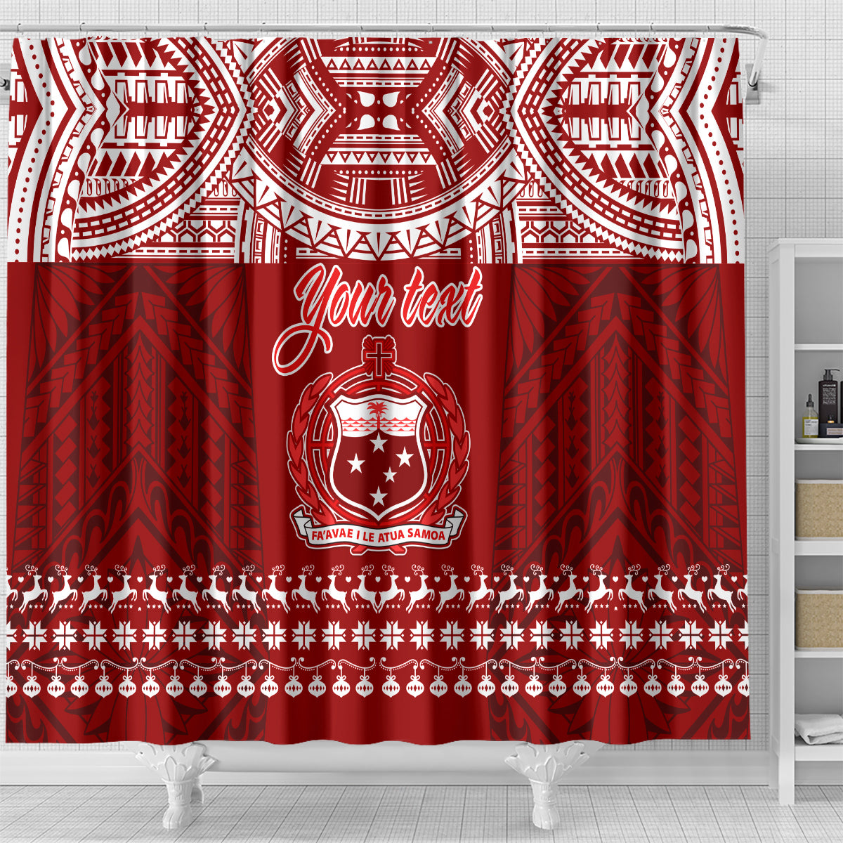 personalised-toa-samoa-christmas-shower-curtain-samoa-siva-tau-manuia-le-kerisimasi-red-vibe