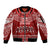 Personalised Toa Samoa Christmas Sleeve Zip Bomber Jacket Samoa Siva Tau Manuia Le Kerisimasi Red Vibe - Wonder Print Shop