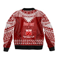 Personalised Toa Samoa Christmas Sleeve Zip Bomber Jacket Samoa Siva Tau Manuia Le Kerisimasi Red Vibe - Wonder Print Shop