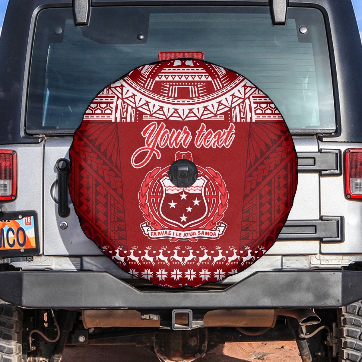 Personalised Toa Samoa Christmas Spare Tire Cover Samoa Siva Tau Manuia Le Kerisimasi Red Vibe - Wonder Print Shop