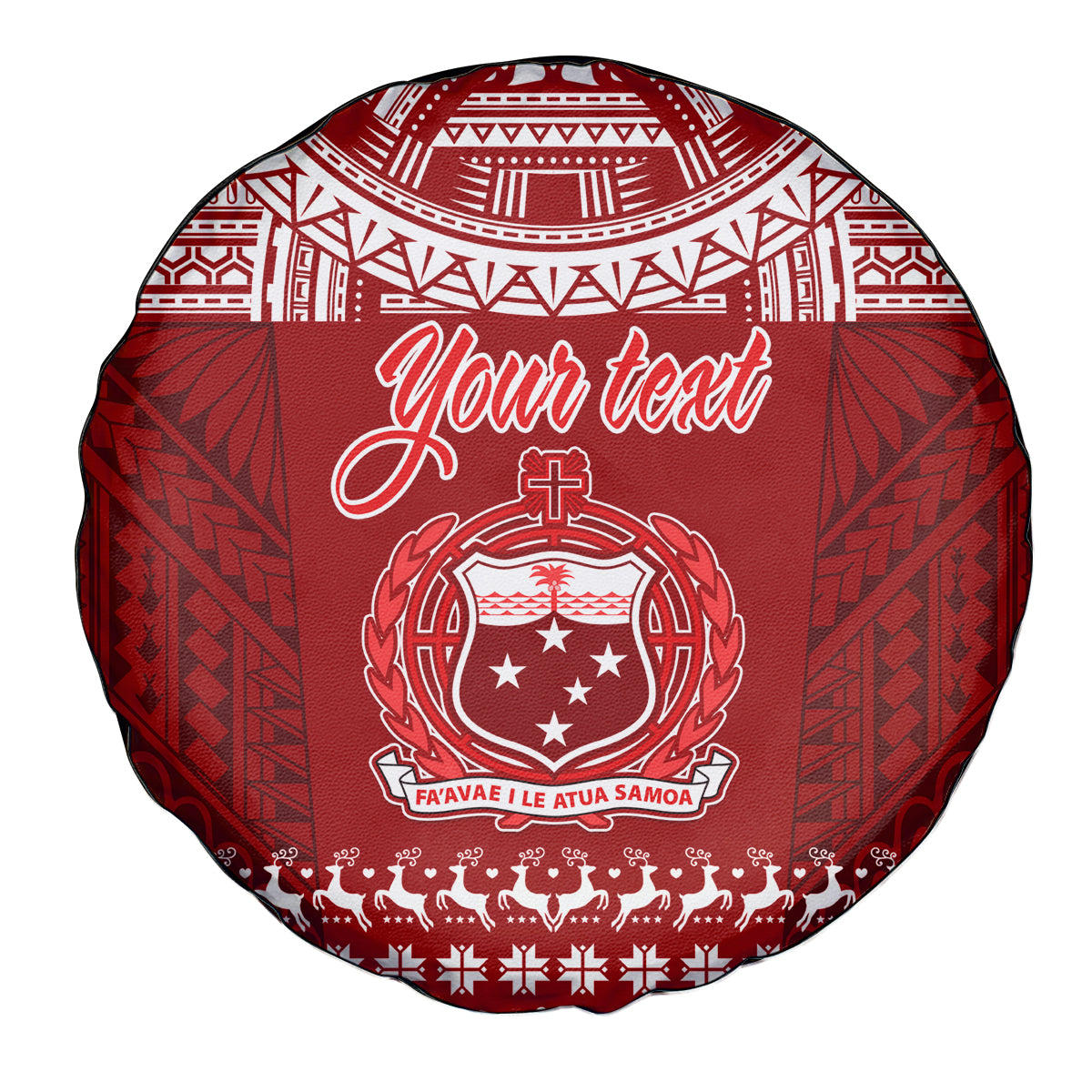 Personalised Toa Samoa Christmas Spare Tire Cover Samoa Siva Tau Manuia Le Kerisimasi Red Vibe - Wonder Print Shop
