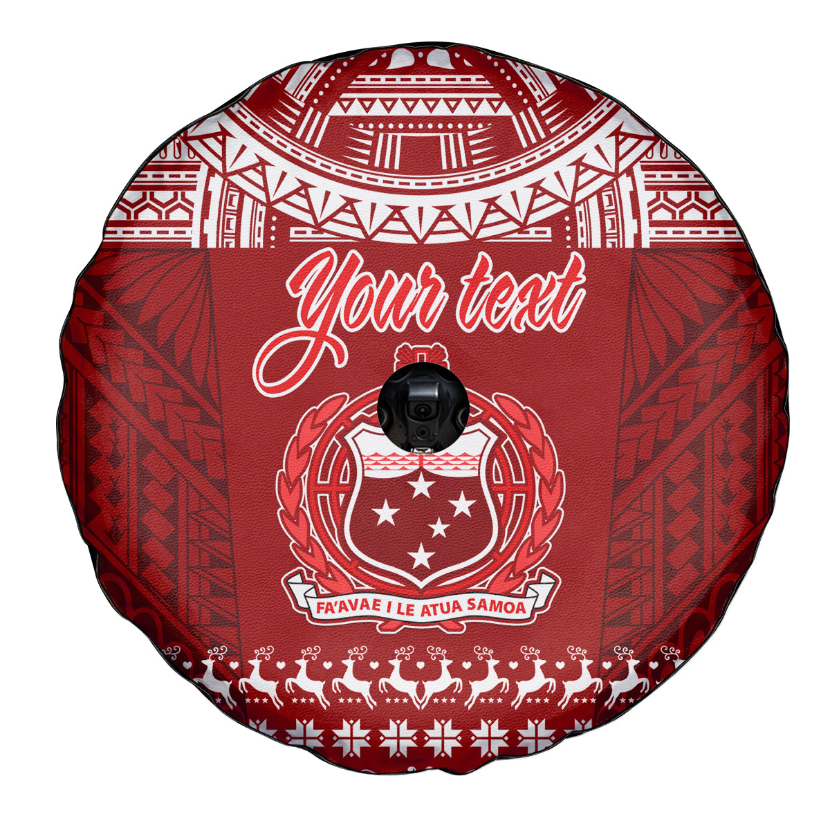 Personalised Toa Samoa Christmas Spare Tire Cover Samoa Siva Tau Manuia Le Kerisimasi Red Vibe - Wonder Print Shop