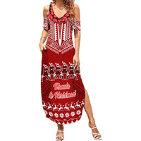 Personalised Toa Samoa Christmas Summer Maxi Dress Samoa Siva Tau Manuia Le Kerisimasi Red Vibe - Wonder Print Shop