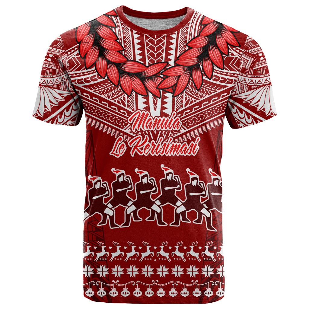Personalised Toa Samoa Christmas T Shirt Samoa Siva Tau Manuia Le Kerisimasi Red Vibe - Wonder Print Shop