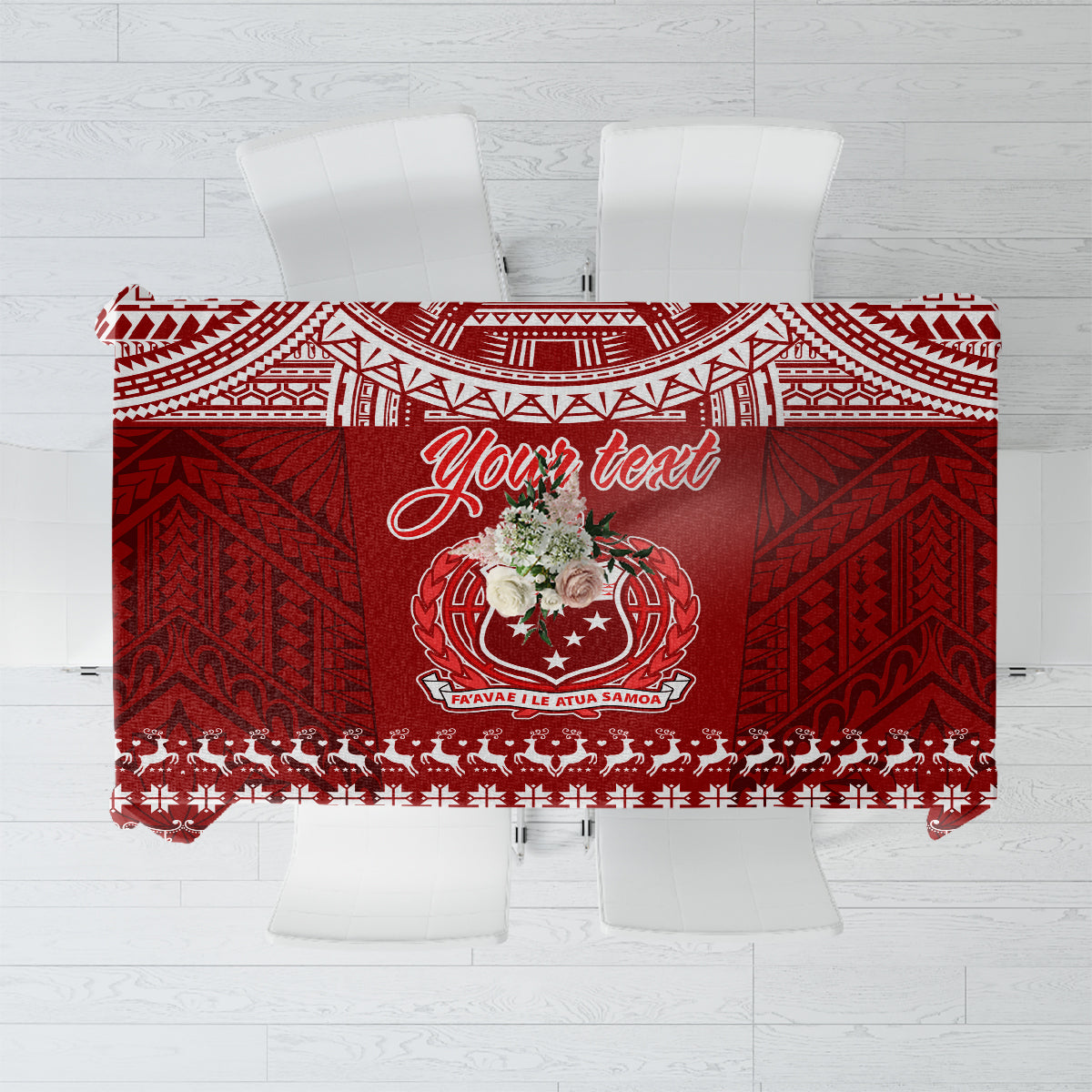 Personalised Toa Samoa Christmas Tablecloth Samoa Siva Tau Manuia Le Kerisimasi Red Vibe - Wonder Print Shop