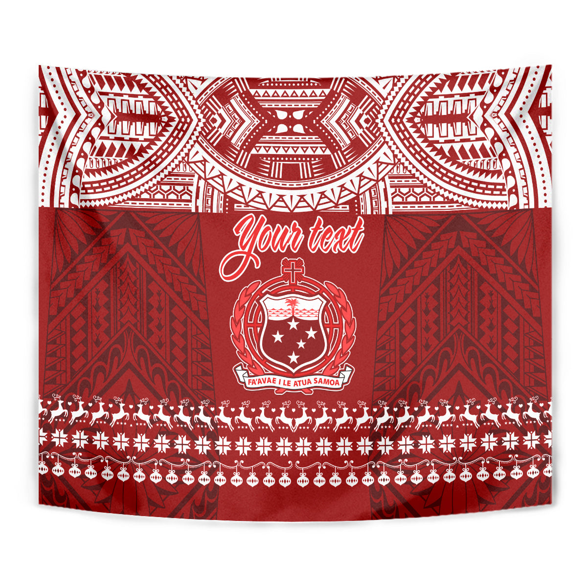 Personalised Toa Samoa Christmas Tapestry Samoa Siva Tau Manuia Le Kerisimasi Red Vibe - Wonder Print Shop