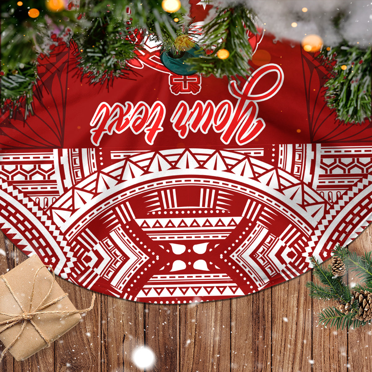Personalised Toa Samoa Christmas Tree Skirt Samoa Siva Tau Manuia Le Kerisimasi Red Vibe - Wonder Print Shop