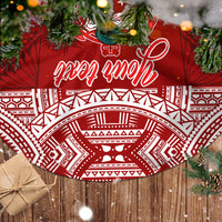 Personalised Toa Samoa Christmas Tree Skirt Samoa Siva Tau Manuia Le Kerisimasi Red Vibe - Wonder Print Shop