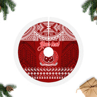Personalised Toa Samoa Christmas Tree Skirt Samoa Siva Tau Manuia Le Kerisimasi Red Vibe - Wonder Print Shop