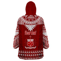 Personalised Toa Samoa Christmas Wearable Blanket Hoodie Samoa Siva Tau Manuia Le Kerisimasi Red Vibe - Wonder Print Shop