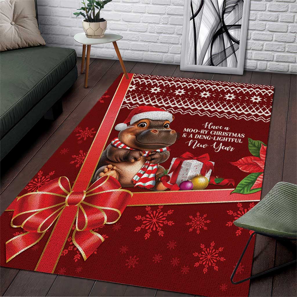 Funny Moo Deng Christmas Area Rug LT9 - Wonder Print Shop
