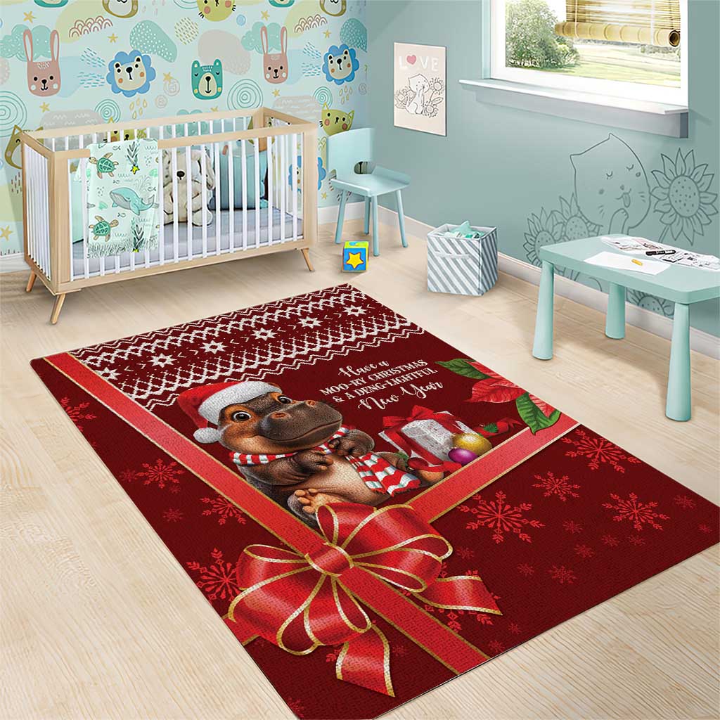 Funny Moo Deng Christmas Area Rug LT9 - Wonder Print Shop