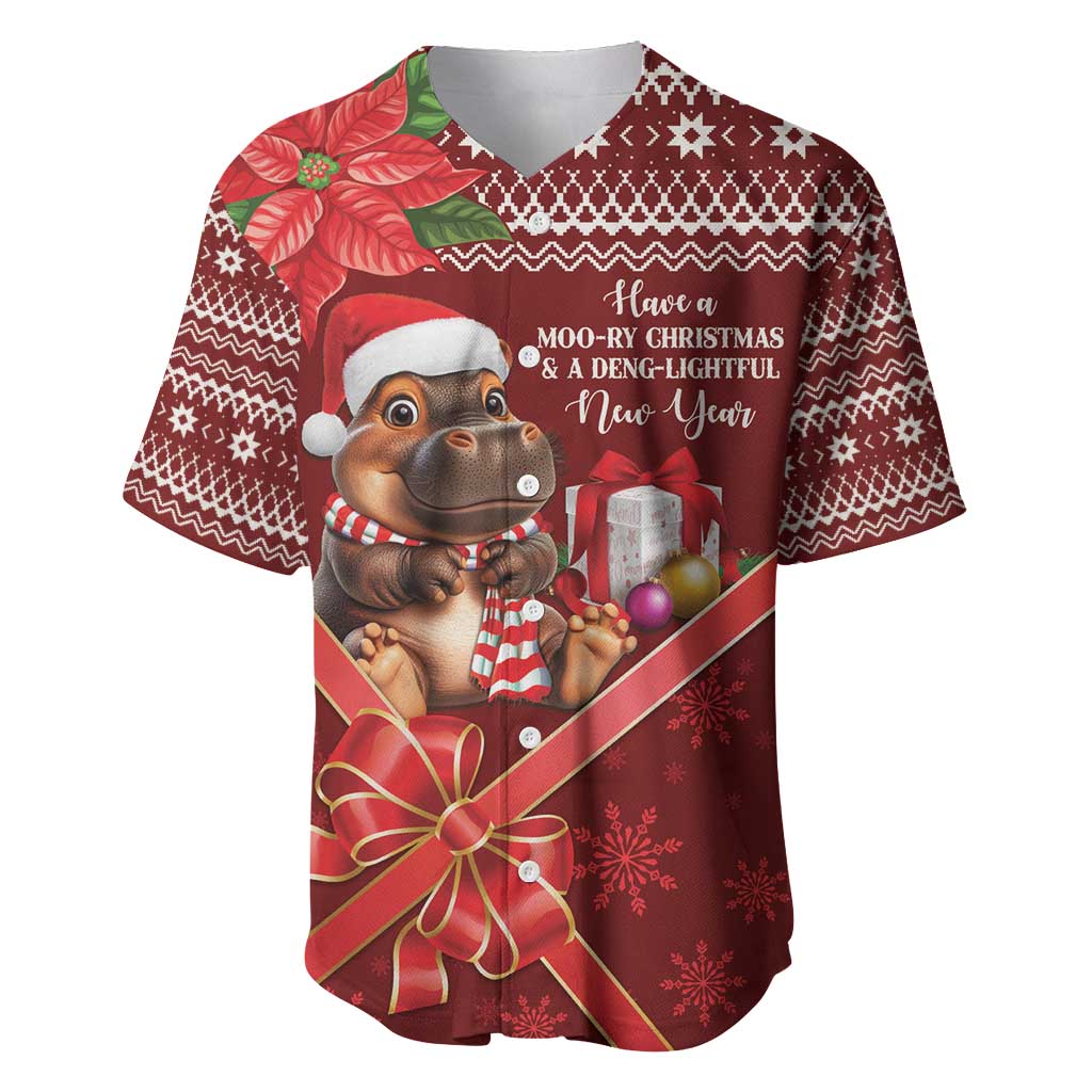 Funny Moo Deng Christmas Baseball Jersey LT9 - Wonder Print Shop